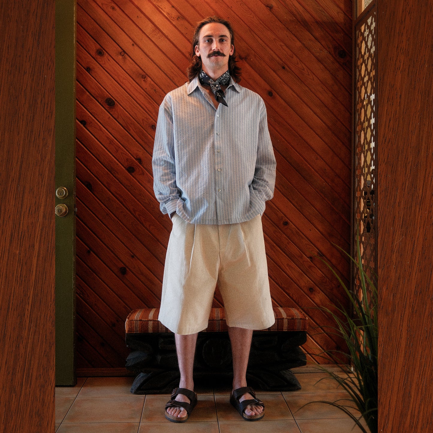 Pleated Bermuda Cotton Shorts