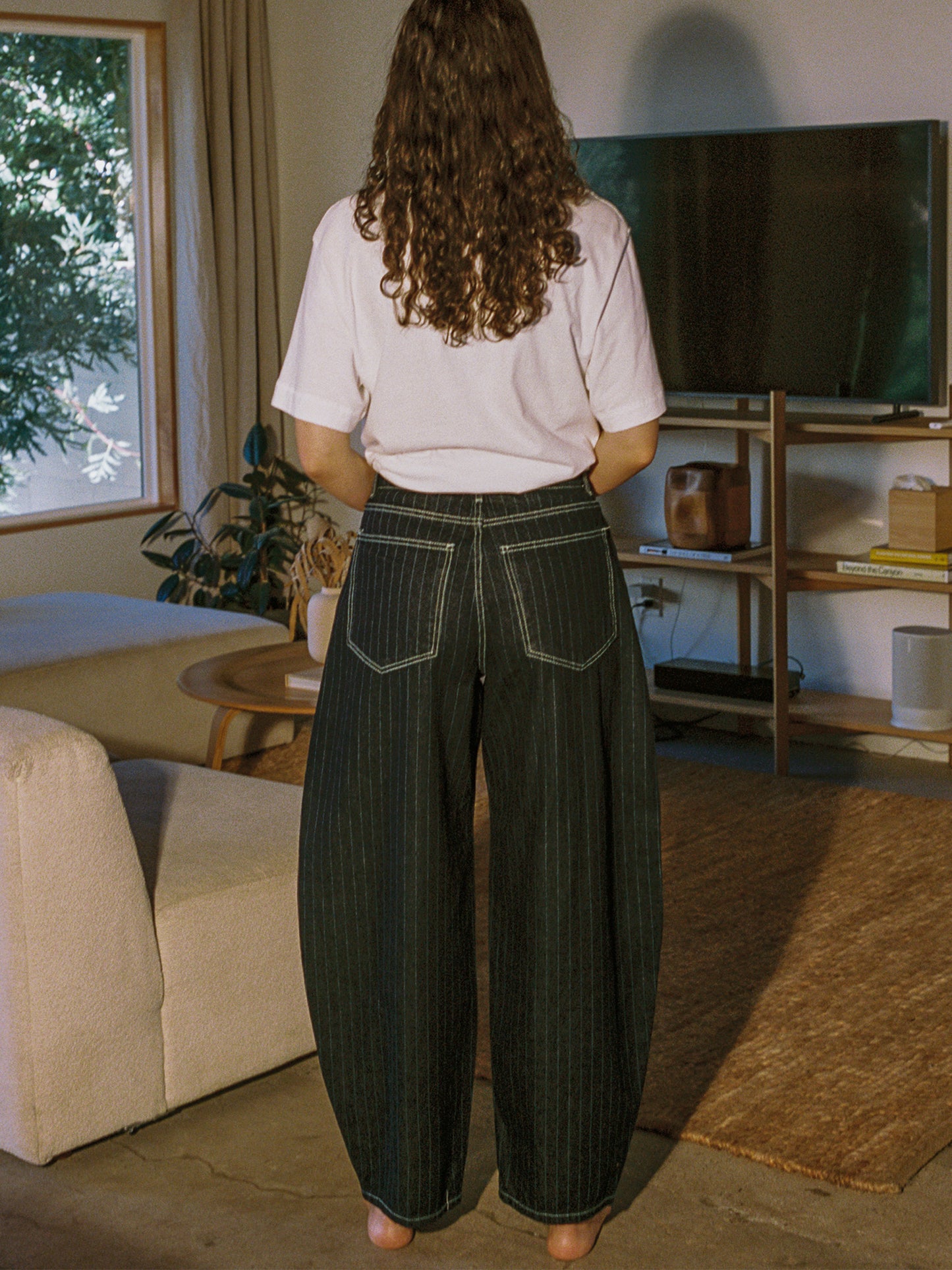 Striped Baggy Barrel Jeans