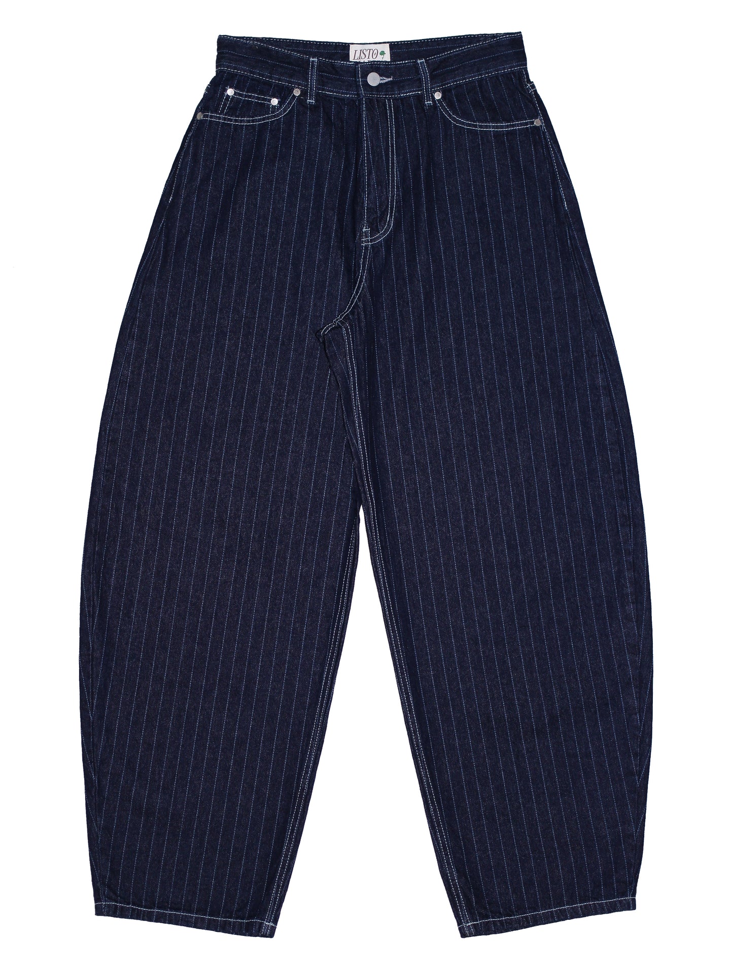 Striped Baggy Barrel Jeans