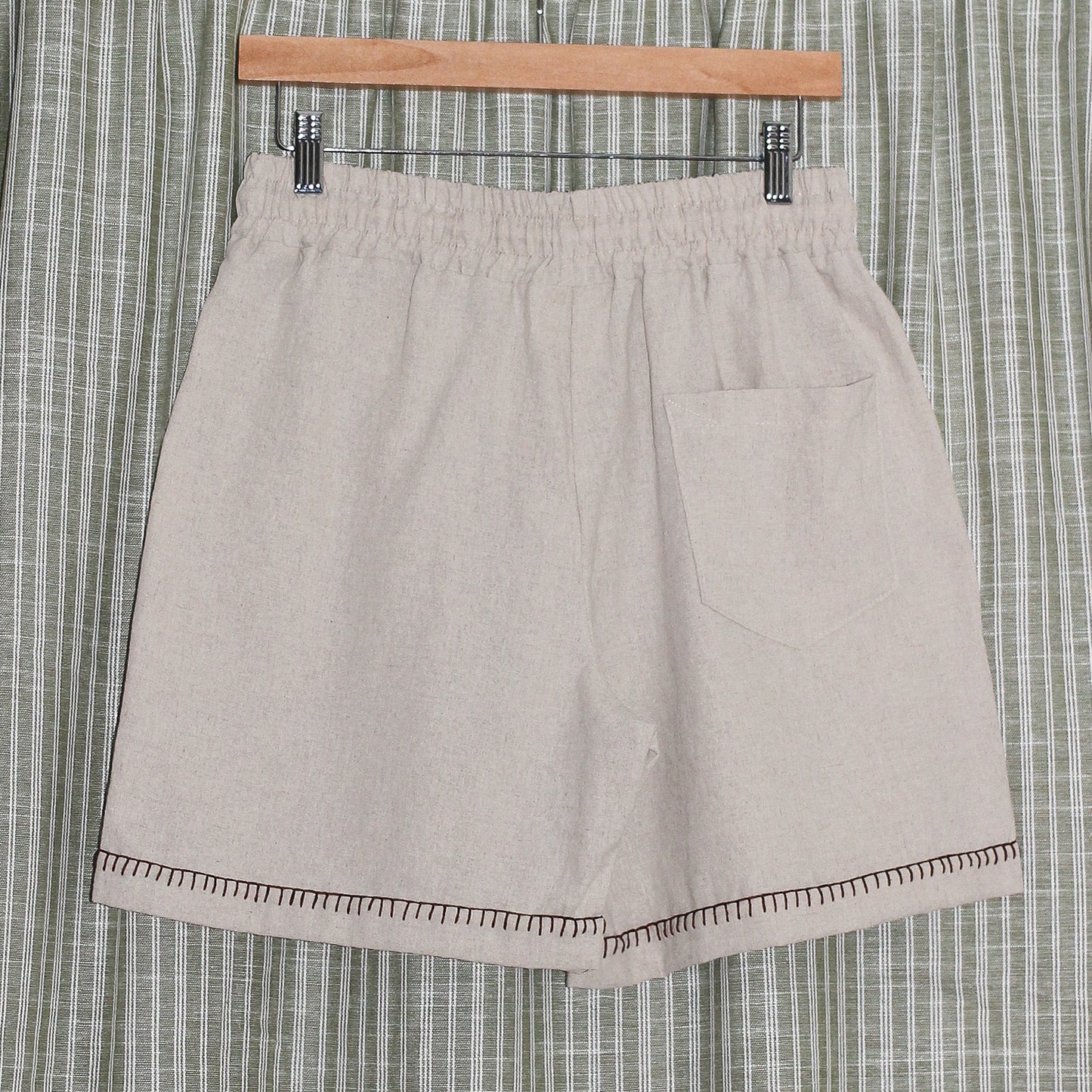 Embroidery Stitch Linen Shorts