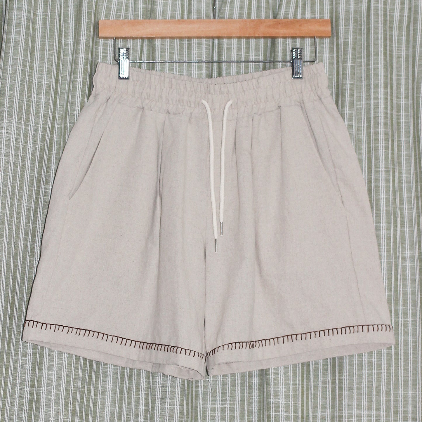Embroidery Stitch Linen Shorts