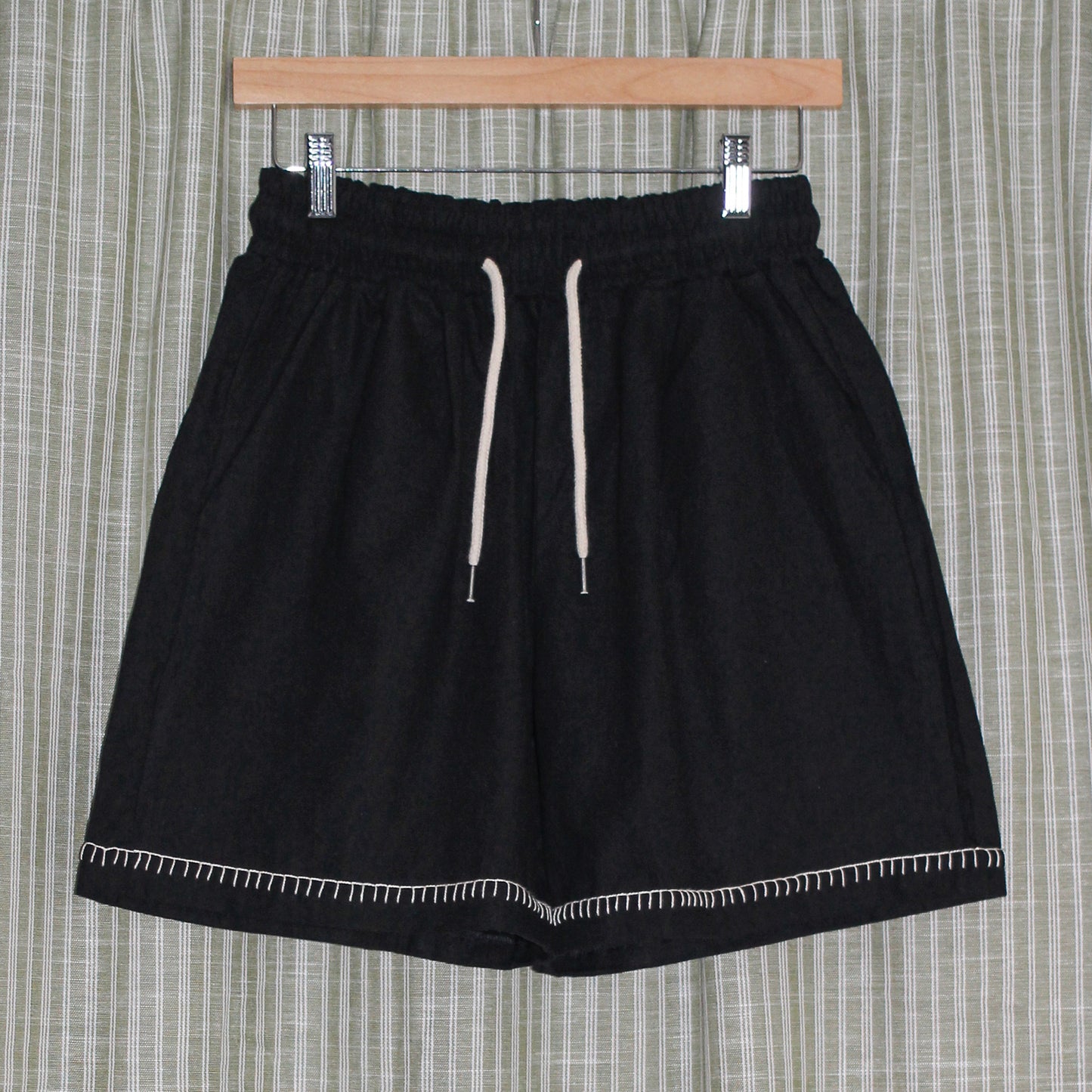 Embroidery Stitch Linen Shorts