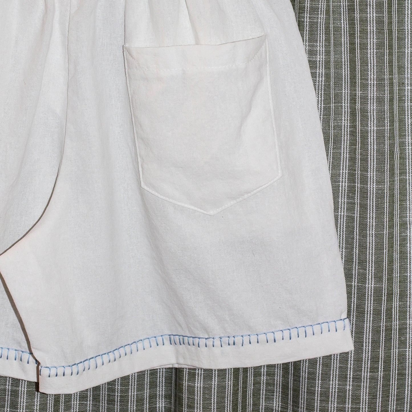 Embroidery Stitch Linen Shorts
