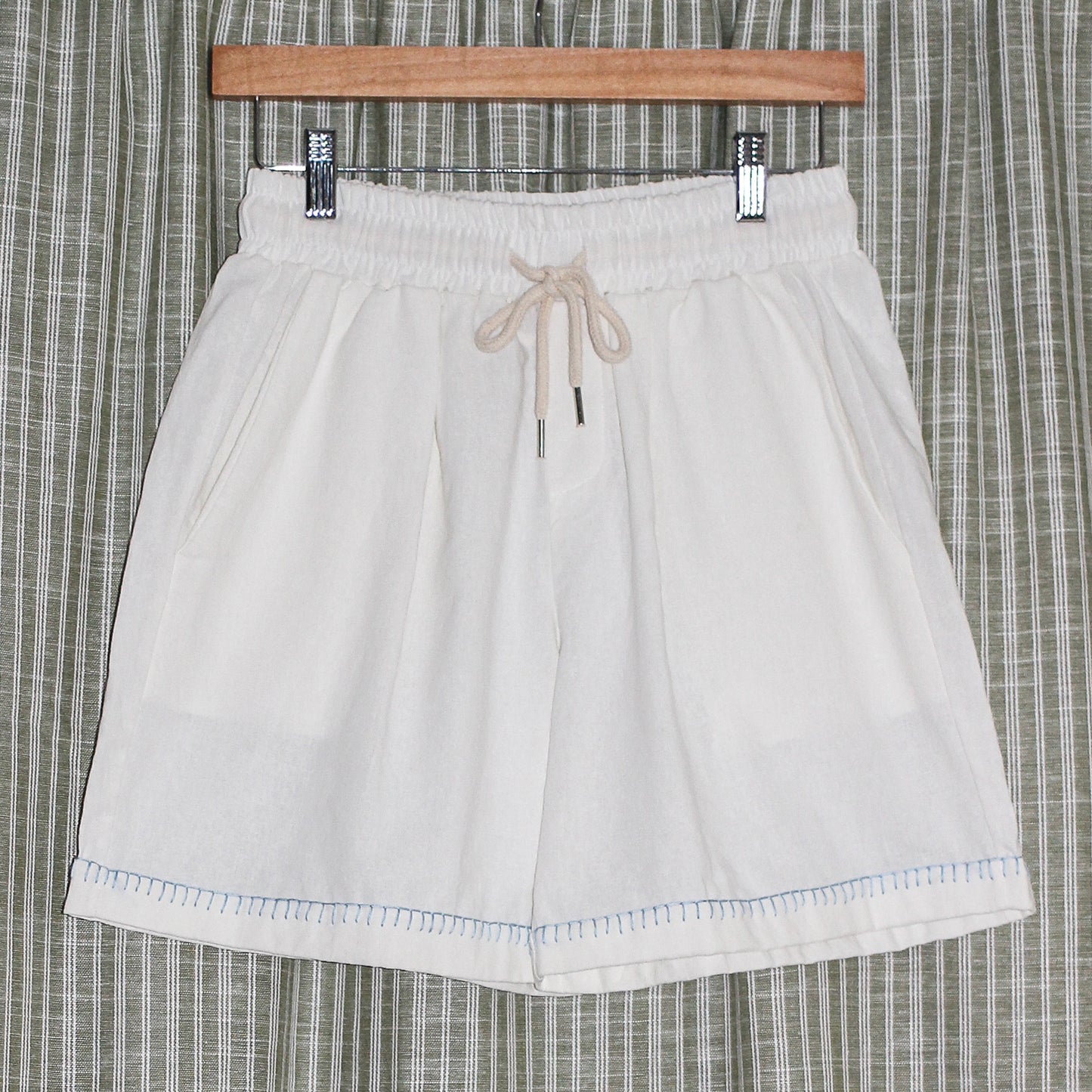 Embroidery Stitch Linen Shorts