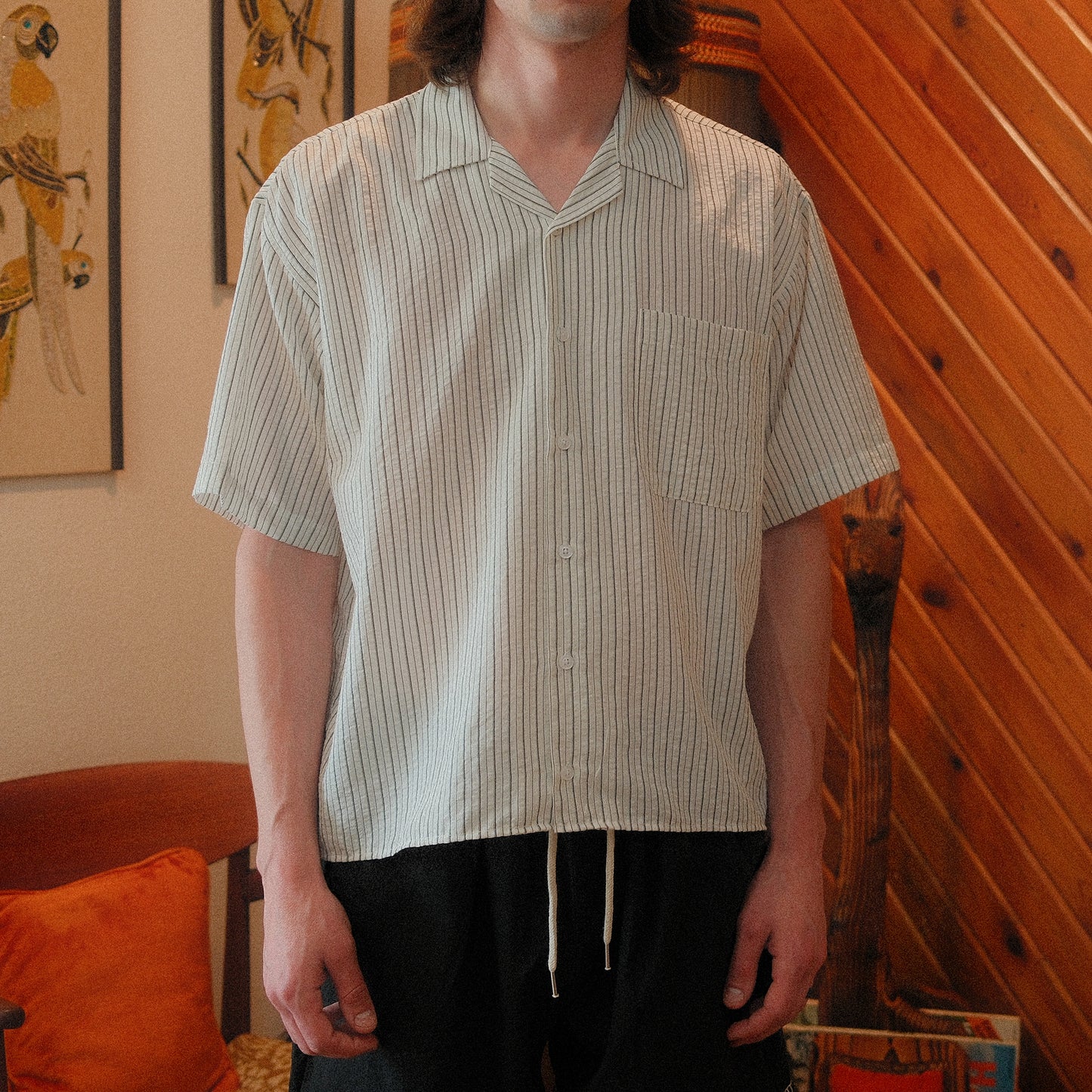 Striped Boxy Button Down Shirt