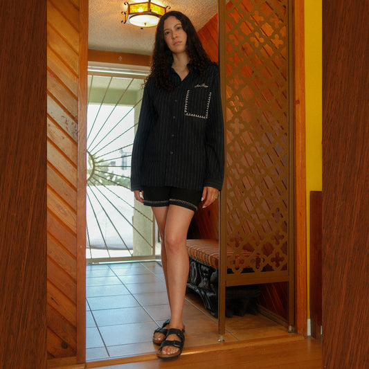 Listohappys Embroidered Pin-striped Shirt