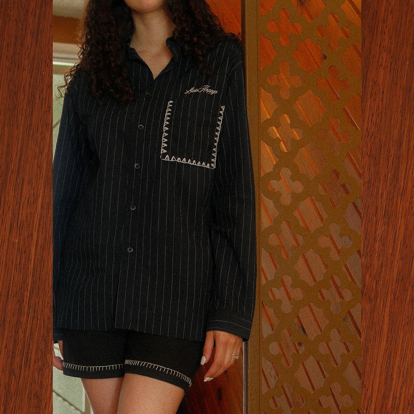Listohappys Embroidered Pin-striped Shirt