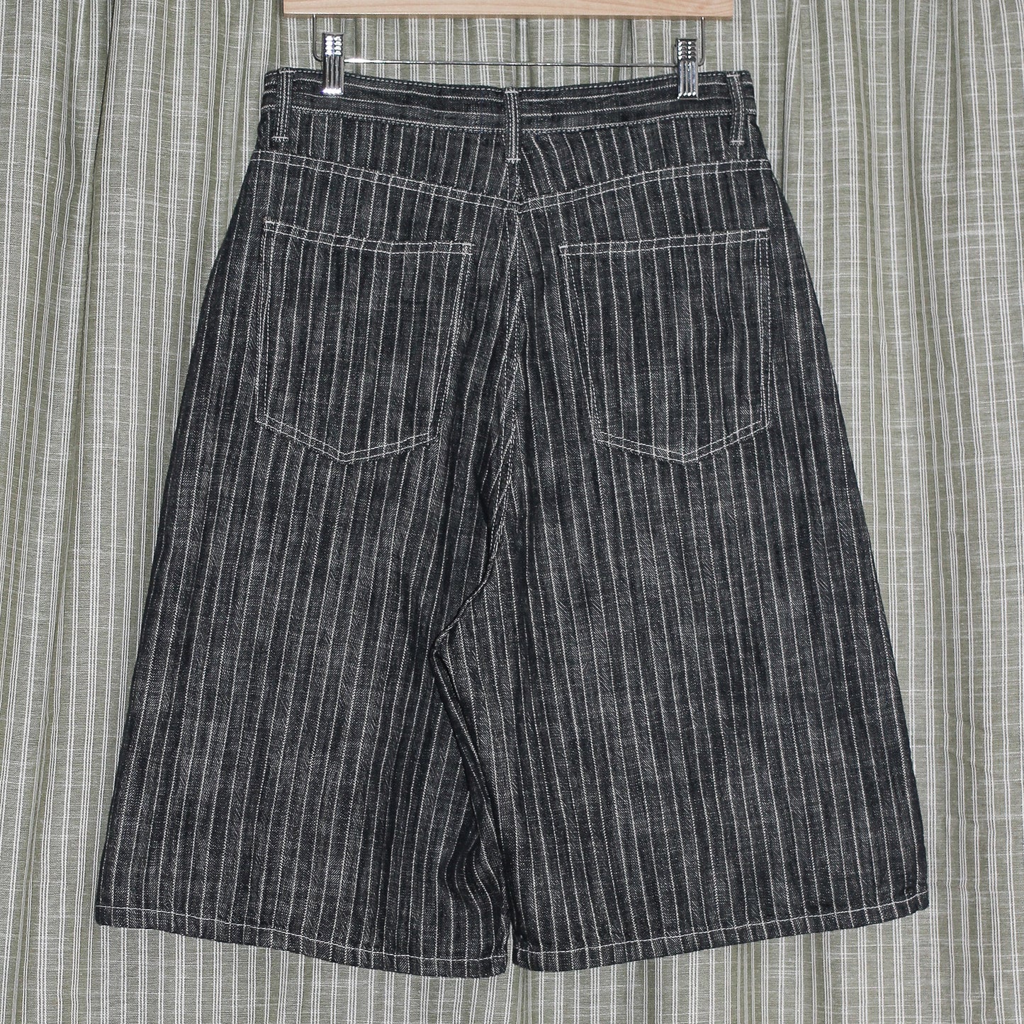 Striped Bermuda Denim Shorts