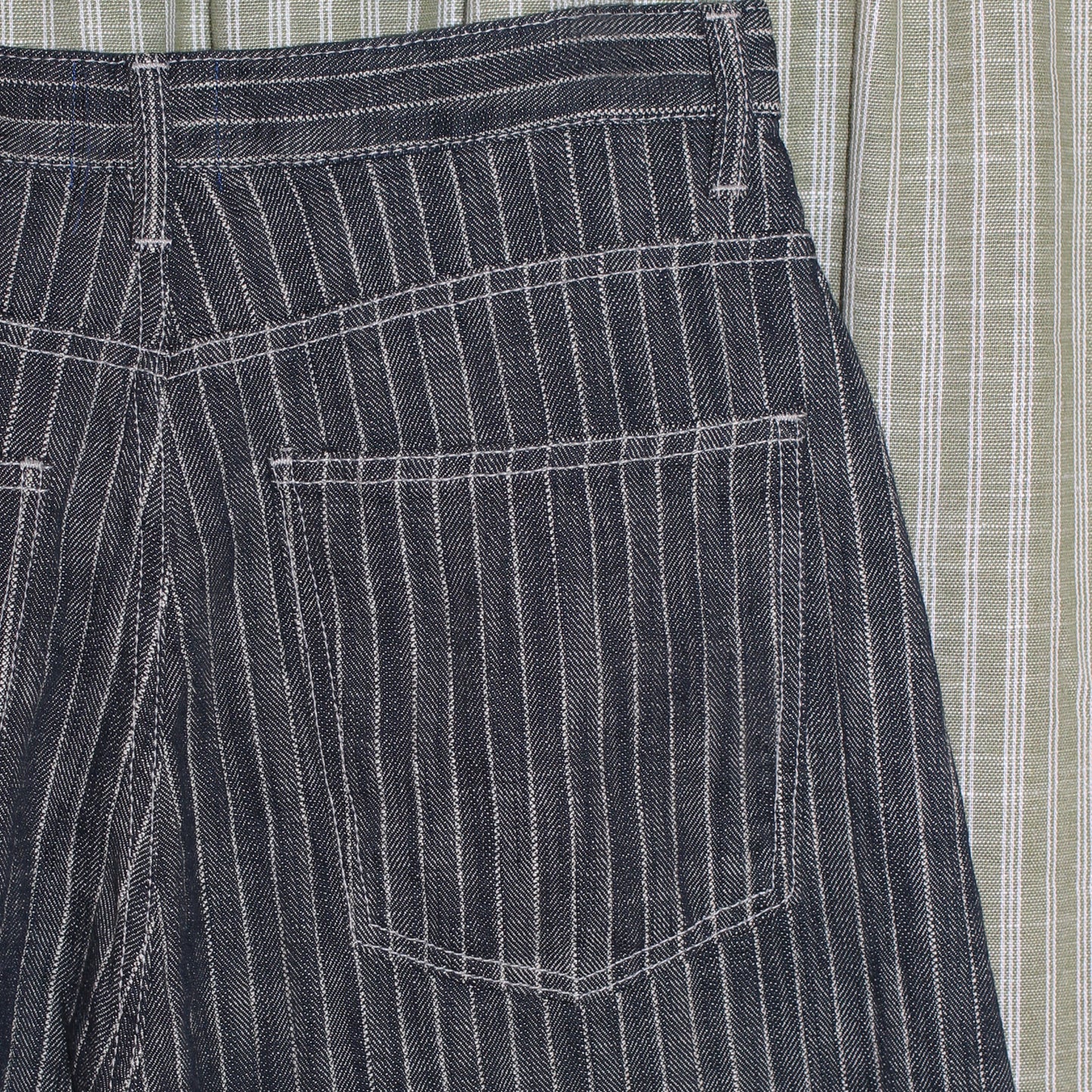Striped Bermuda Denim Shorts