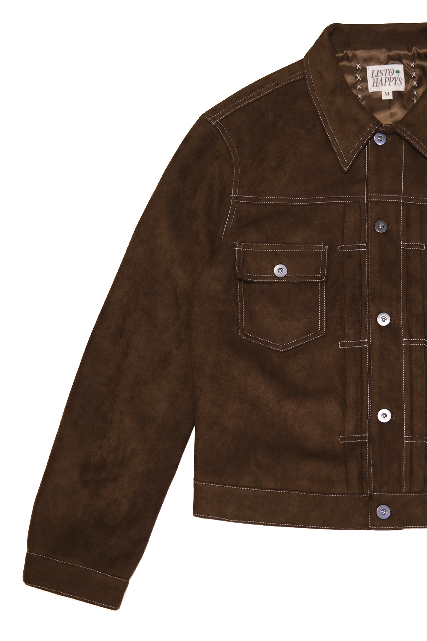 Soft Suede Trucker Jacket (Brown)