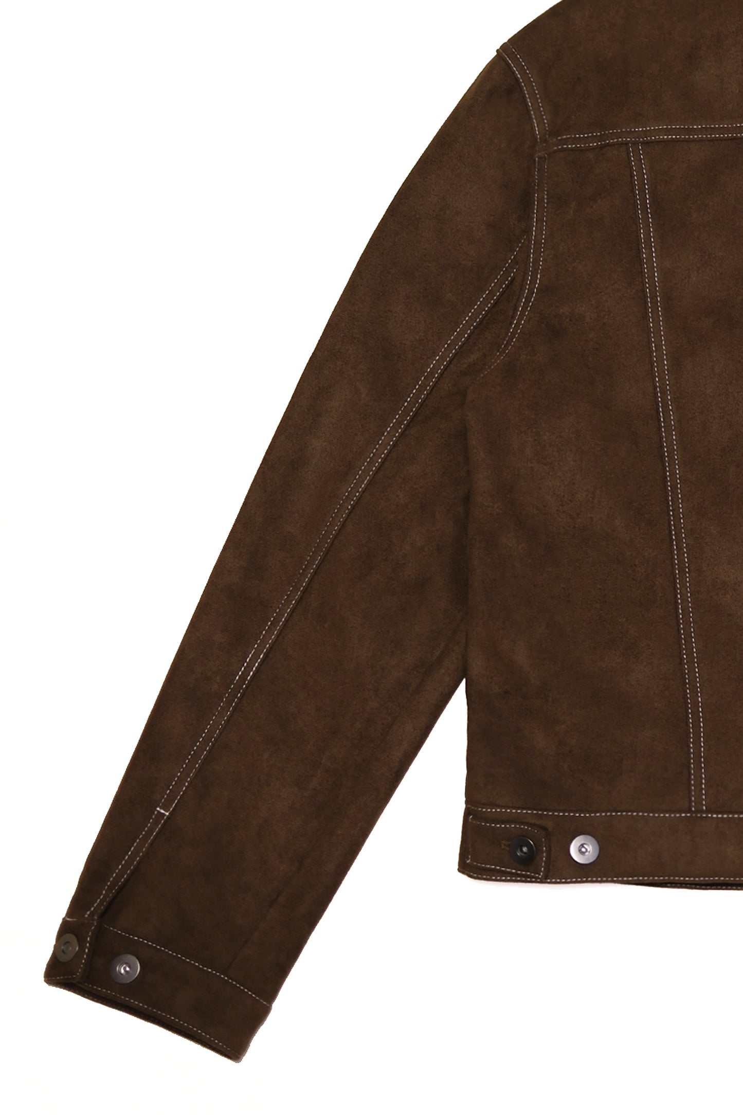 Soft Suede Trucker Jacket (Brown)