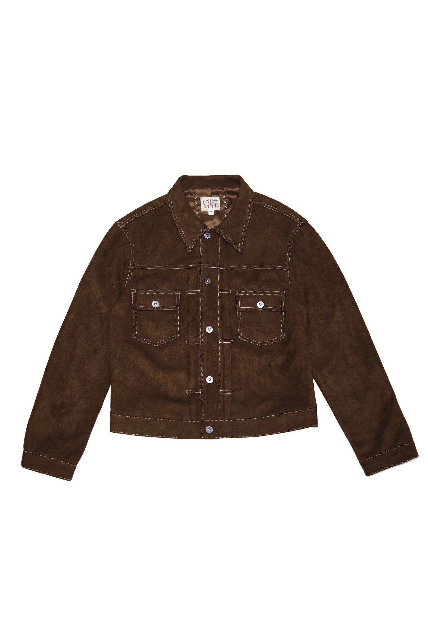 Soft Suede Trucker Jacket (Brown)