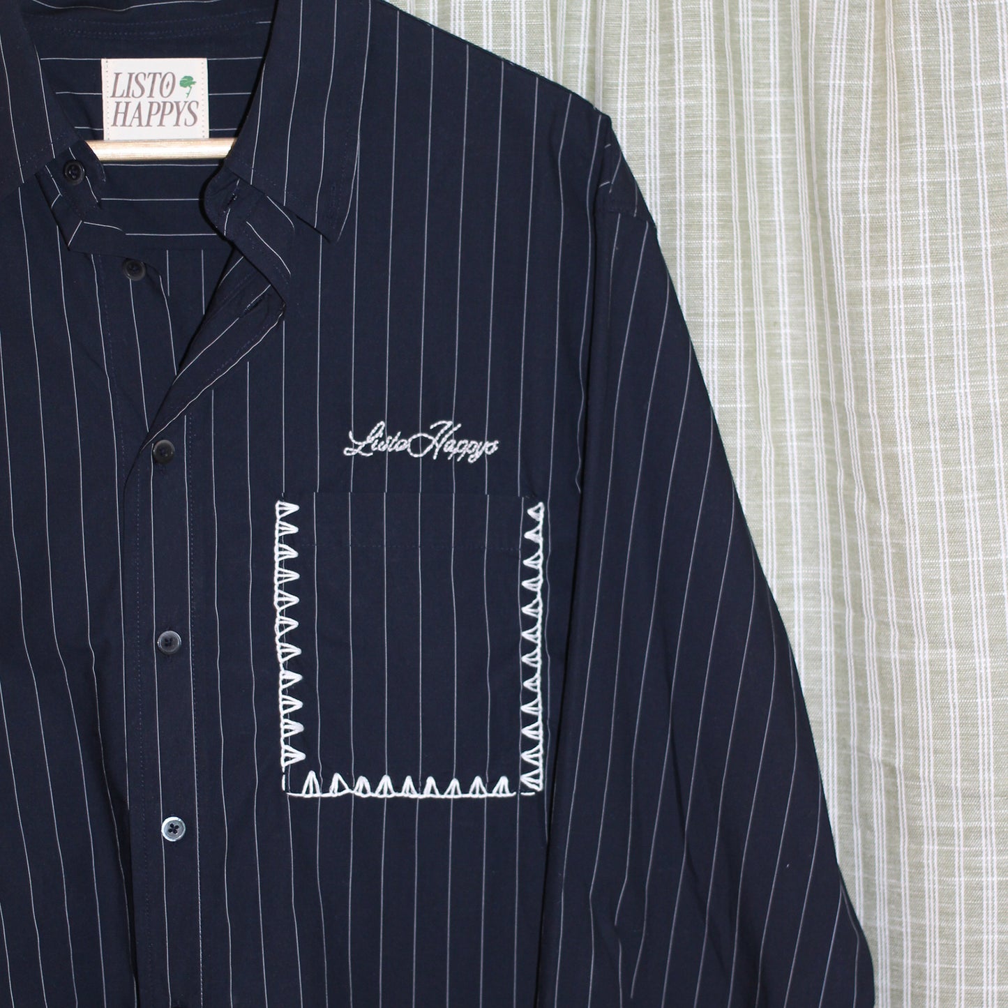 Listohappys Embroidered Pin-striped Shirt