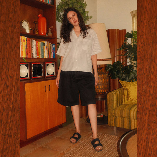 Pleated Bermuda Cotton Shorts