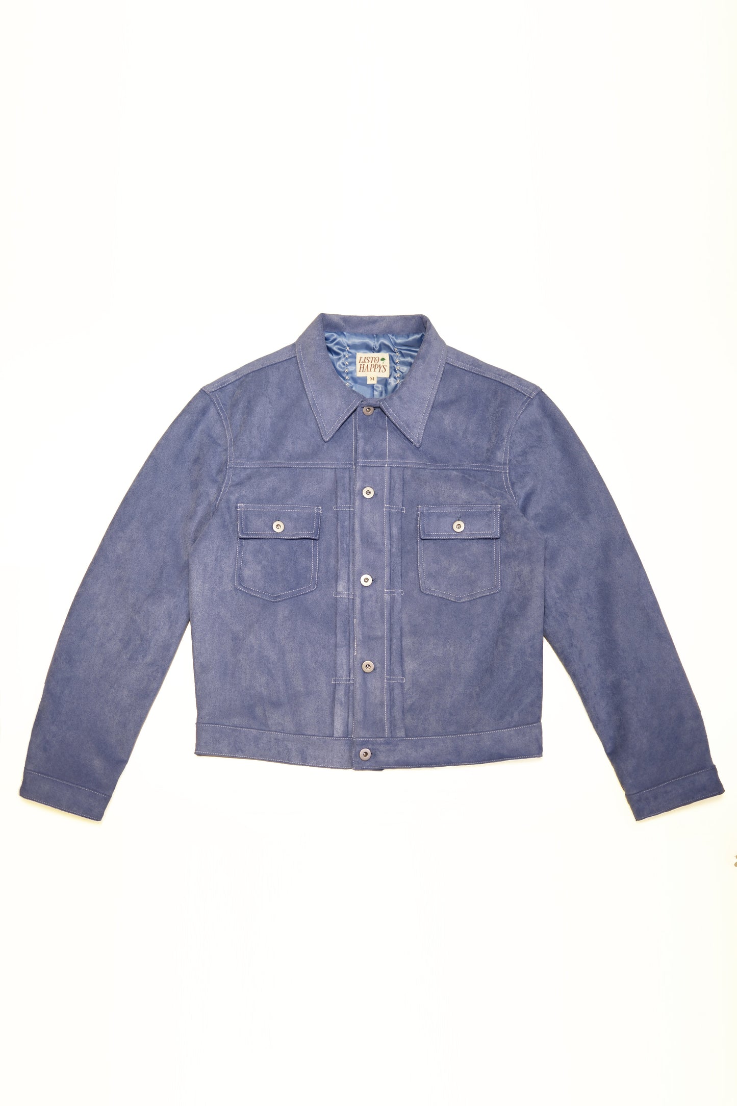 Soft Suede Trucker Jacket (Dusty Blue)