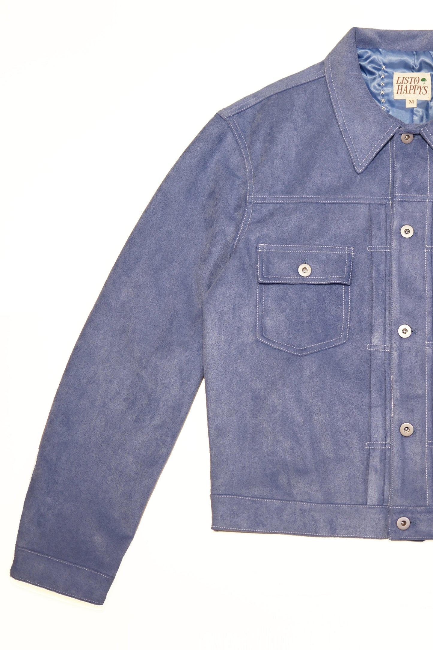 Soft Suede Trucker Jacket (Dusty Blue)